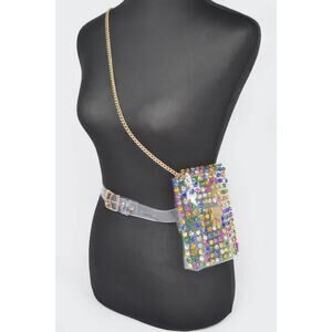 Rhinestone Clear Plus Size Belt Bag W/chain